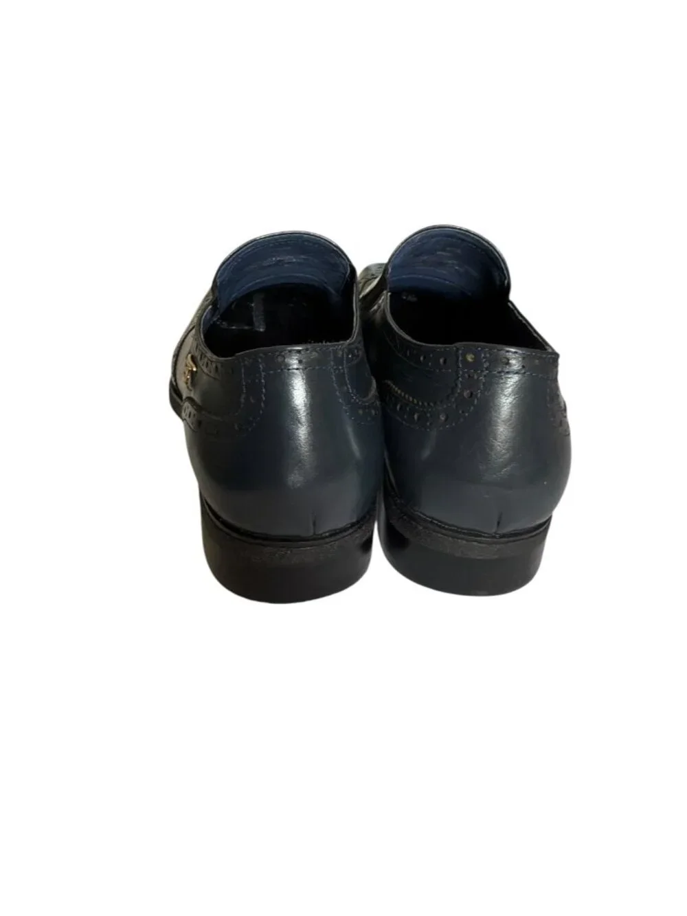 British Collection Mens Gray Leather Tassel Loafers 12 M/W With Brogue Detailing